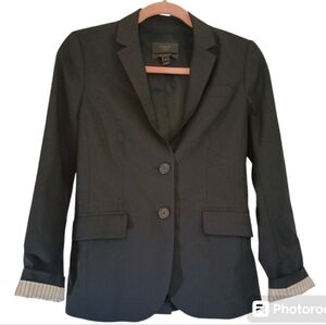 J.Crew 1035 Tollegno 1900 Two Button Black Blazer in Bi-Stretch Wool Size 0